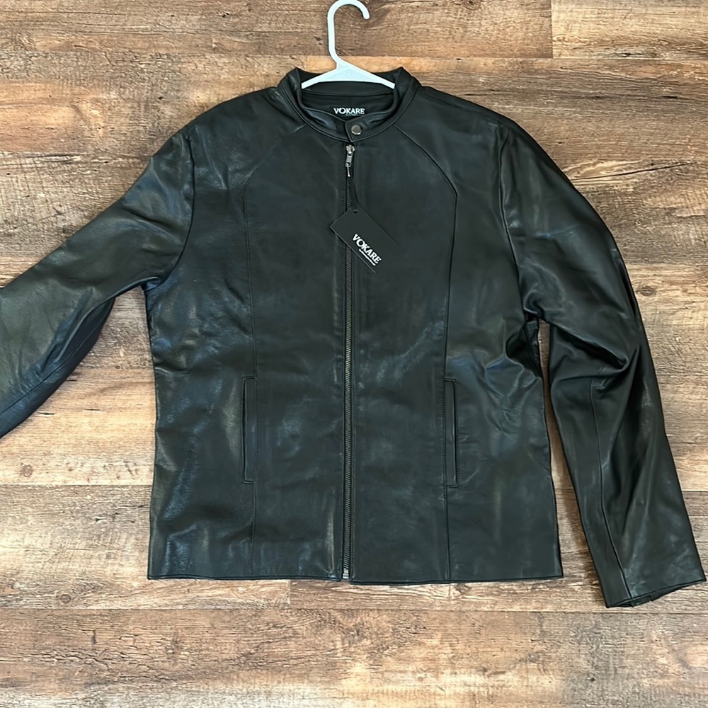 Black medium men’s leather jacket from Vokare by Christopher Jozeph.